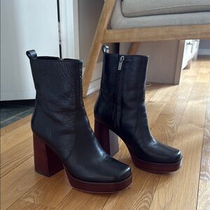 Marc Fisher Black Leather Ankle Boots